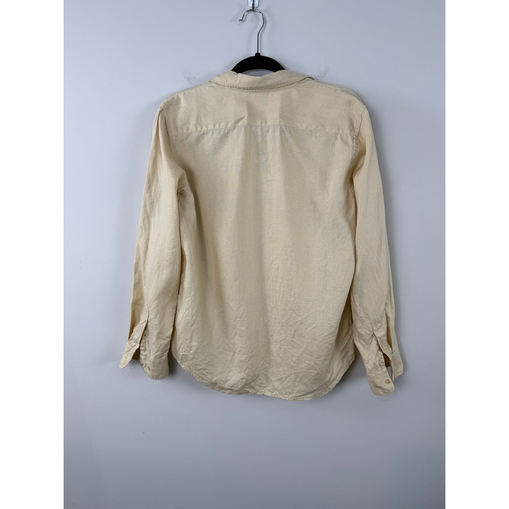 Lauren Ralph Lauren Shirt Beige M Linen Long Sleeve Roll Tab Button Down - Picture 3 of 6